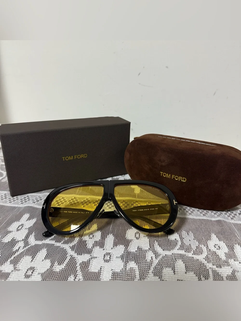 Tom Ford Black Sunglasses with Yellow Lenses
